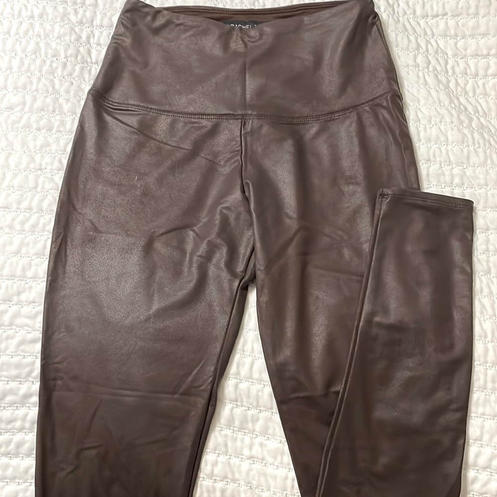 Brown faux leather leggings